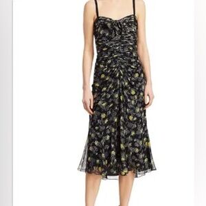 Cinq A Sept Margot Dress In Black and Yellow Floral